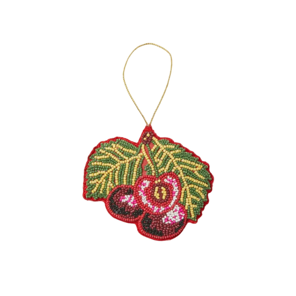 Cherry Red Beaded Christmas Decoration