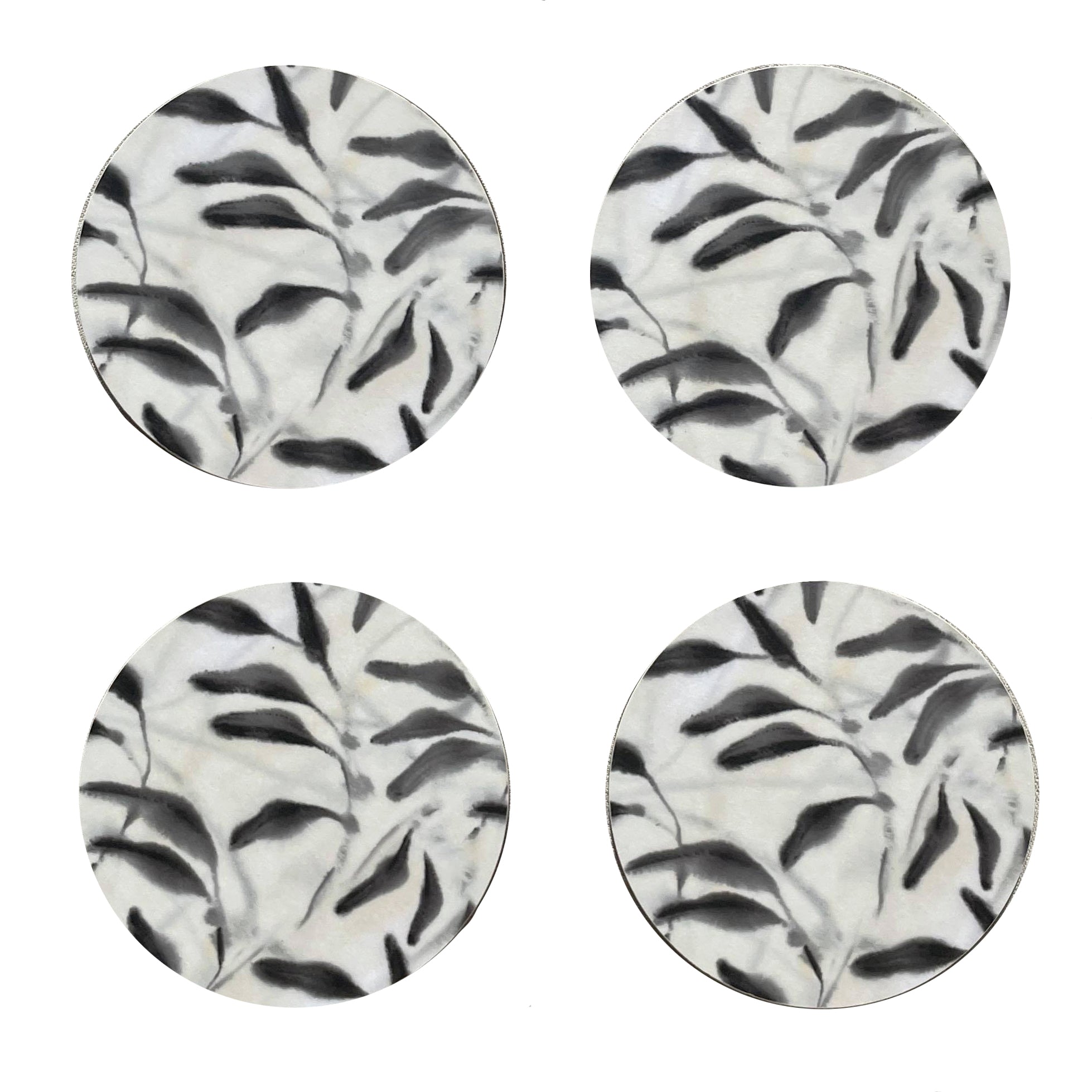 Set of 4 Amongst Round Coasters, Beige Grey