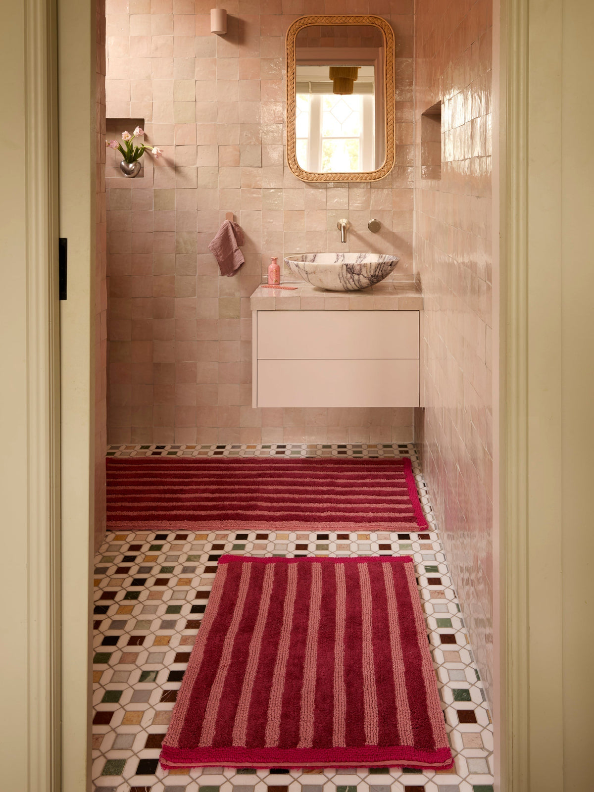 Stripe Burgundy Bath Mat