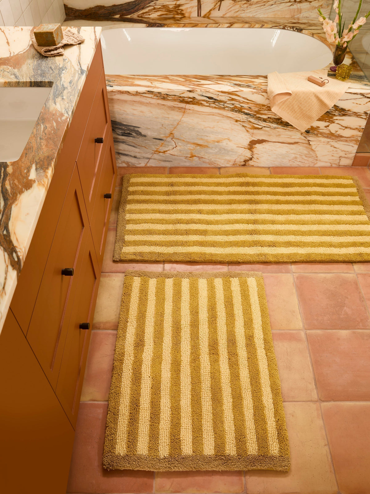 Stripe Mustard Long Bath Mat