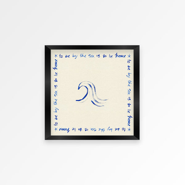 By The Sea Quote Square Hand Painted Print