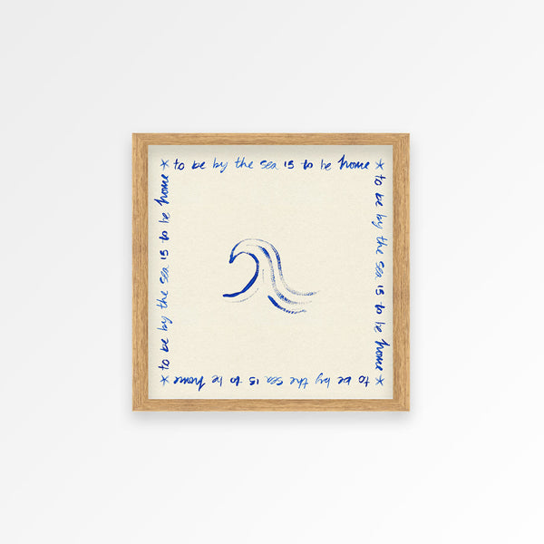 By The Sea Quote Square Hand Painted Print
