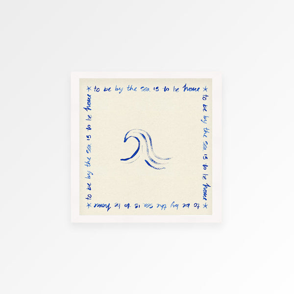 By The Sea Quote Square Hand Painted Print