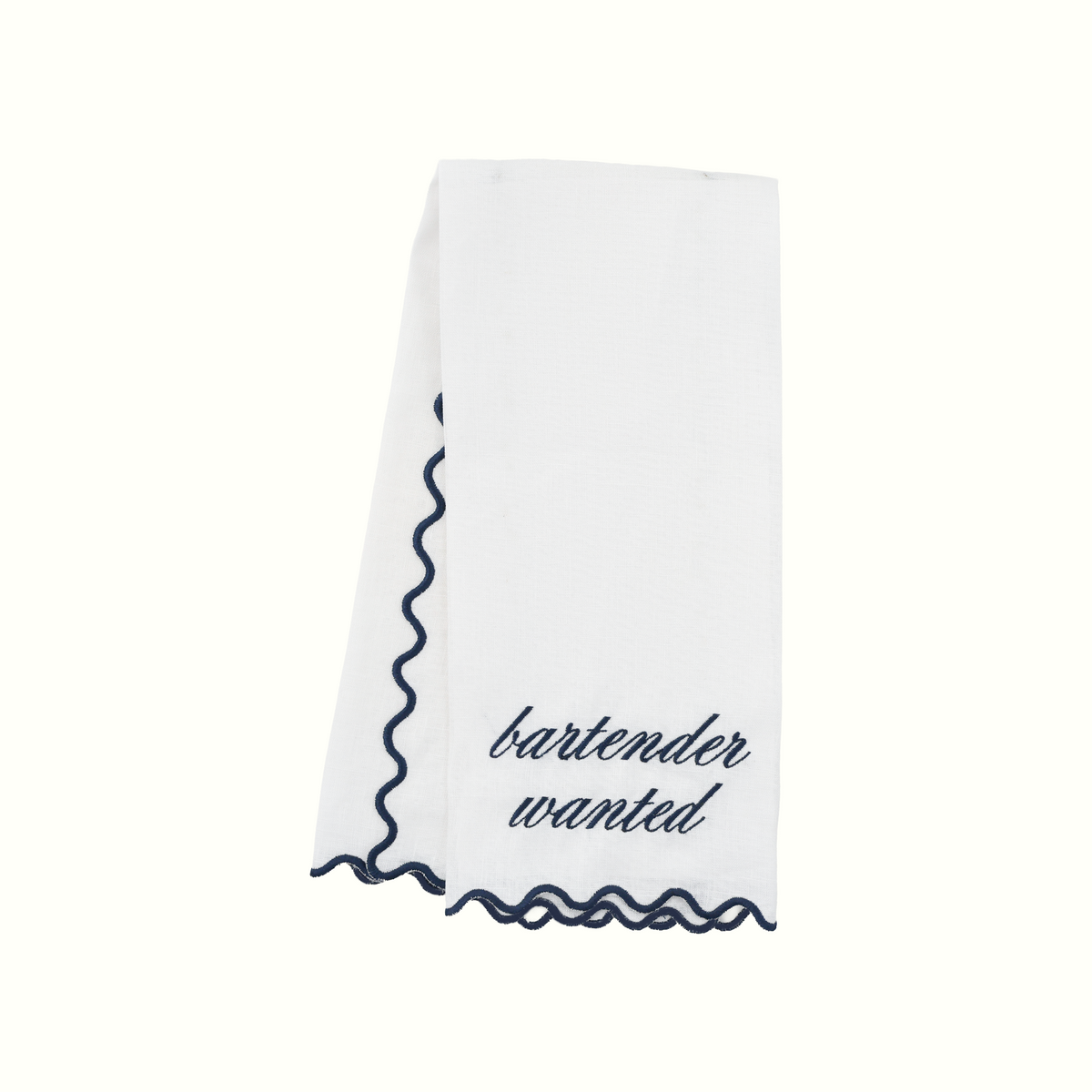 Scalloped Linen Bar Towel