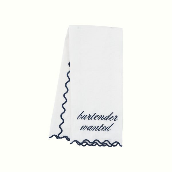Scalloped Linen Bar Towel