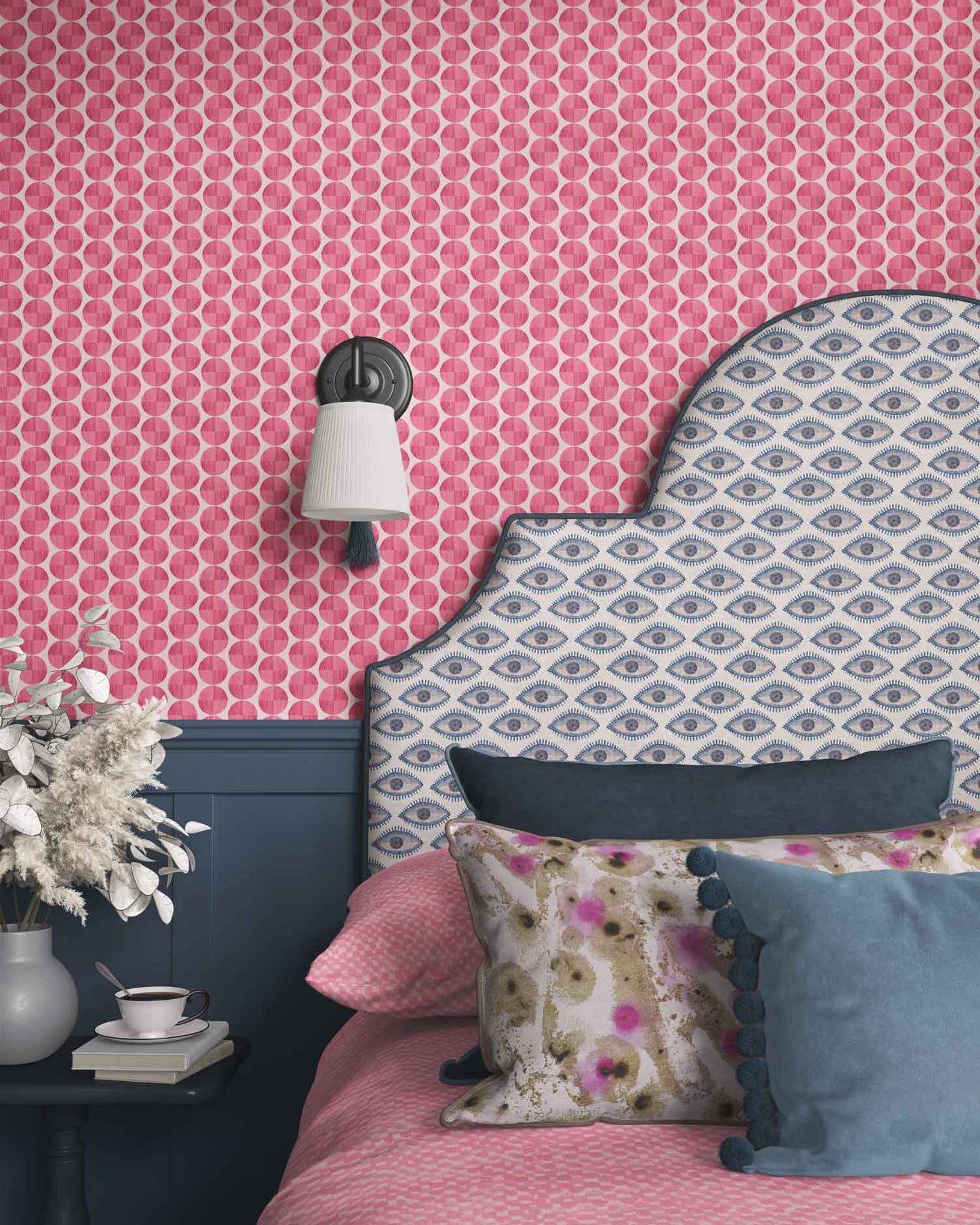 Elysia Geometric Wallpaper - Fuchsia
