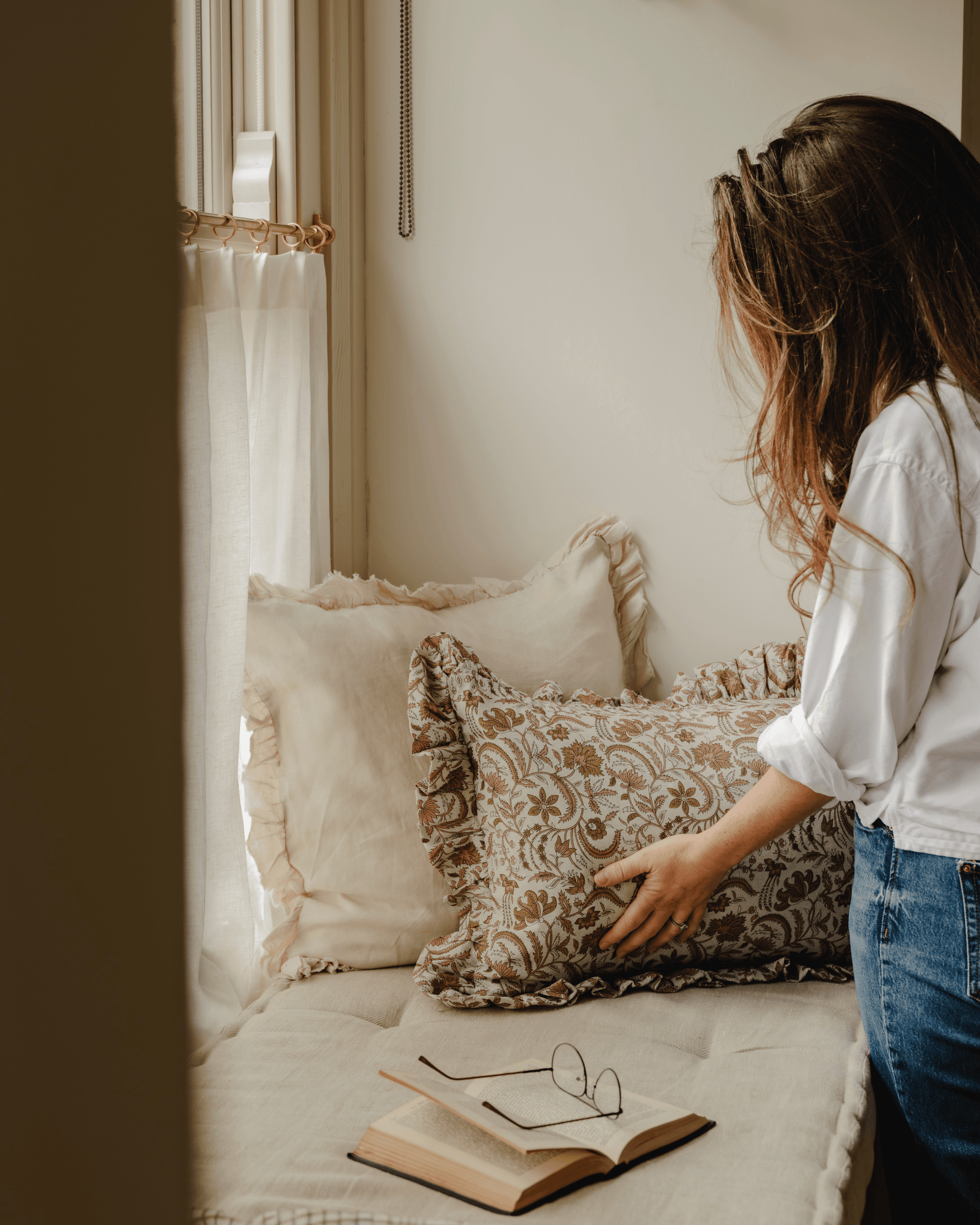 The Betsy Floral Frill Cushion
