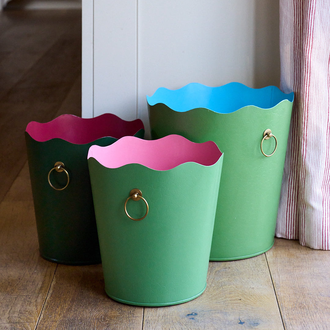 Large Wastepaper Bin - Sky Blue & Piquant Green