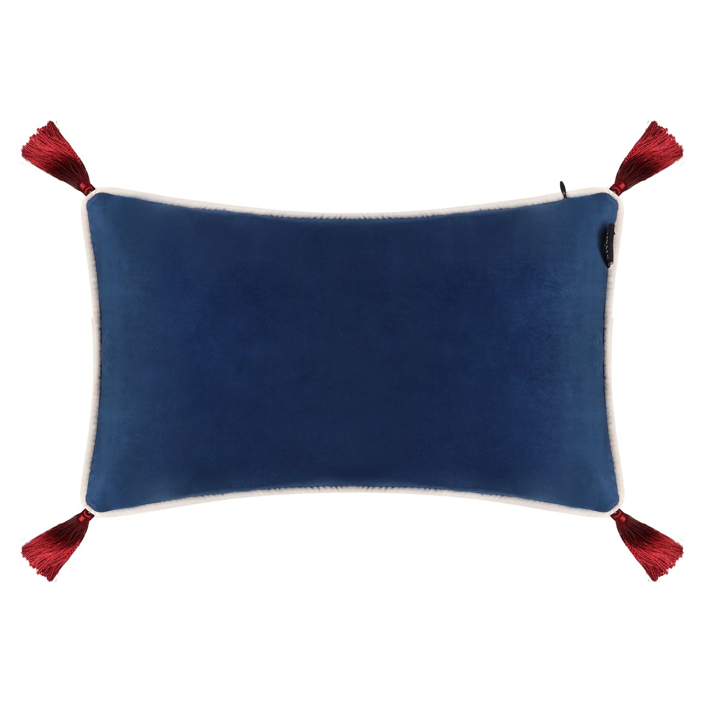 Navy Blue Velvet Rectangular Cushion with Tassels