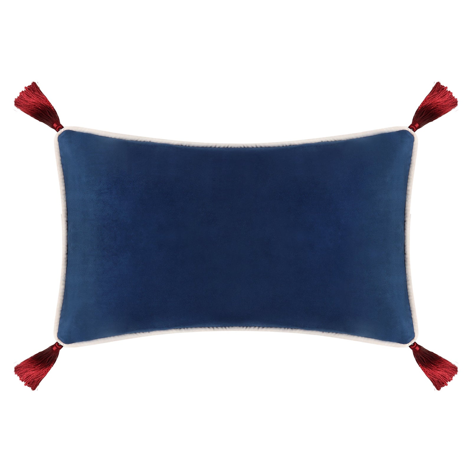 Navy Blue Velvet Rectangular Cushion with Tassels