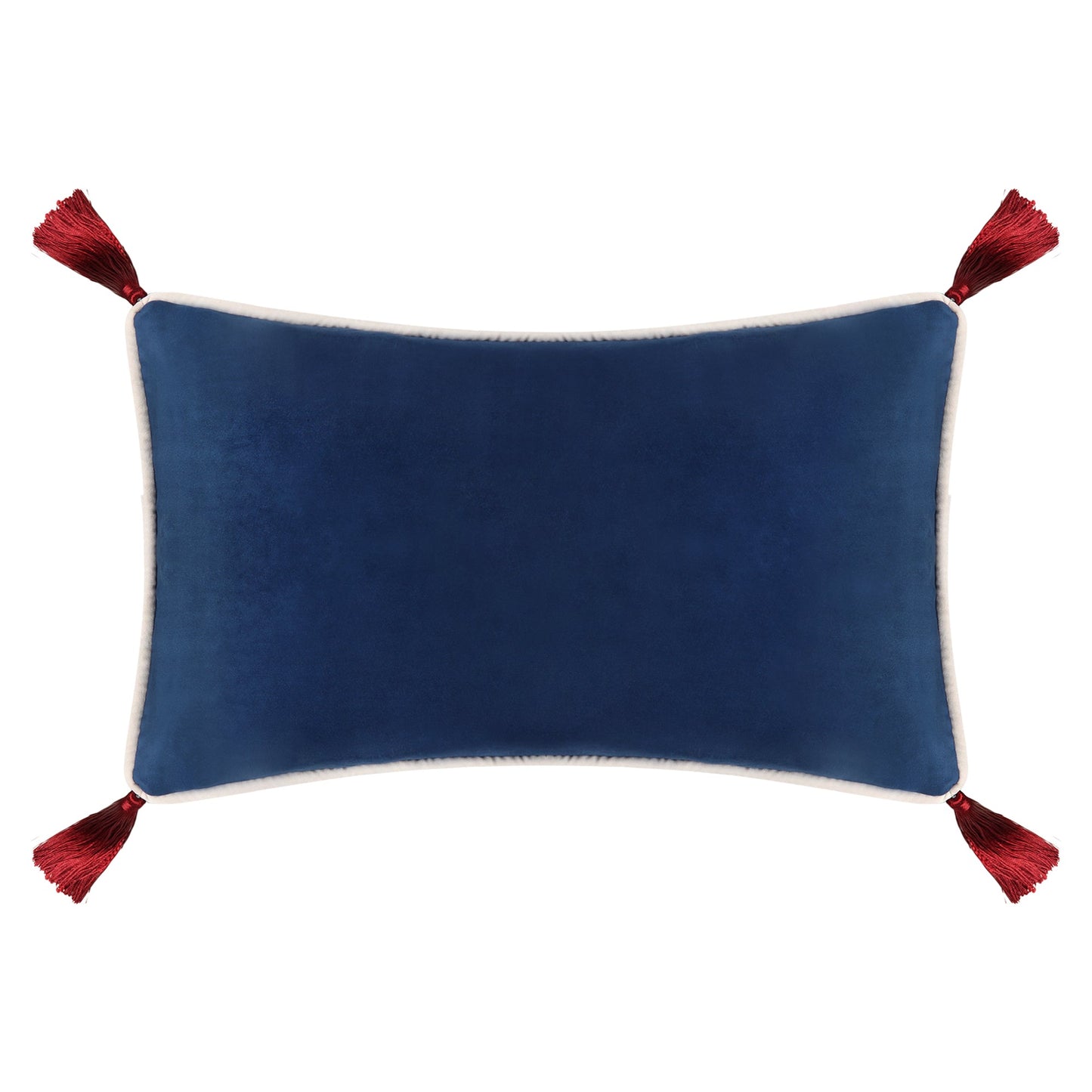 Navy Blue Velvet Rectangular Cushion with Tassels