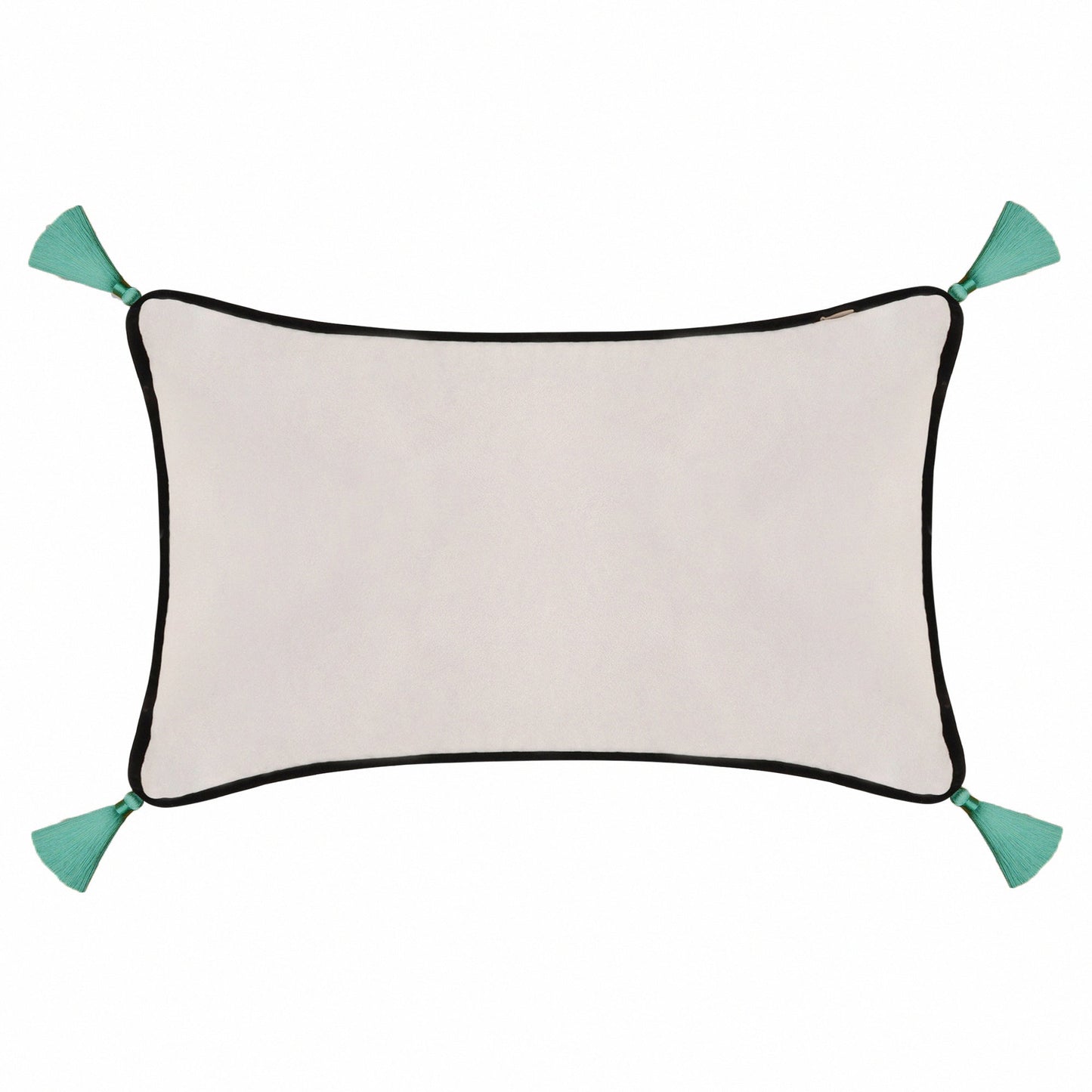 Light Grey Velvet Rectangular Cushion with Tassels
