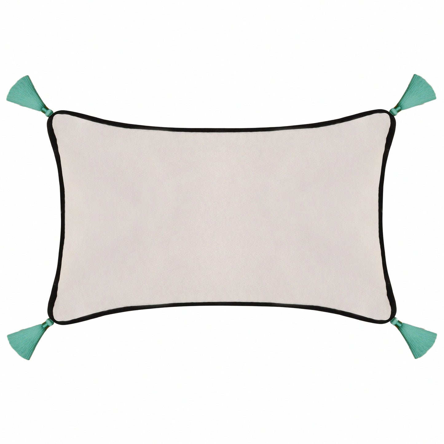 Light Grey Velvet Rectangular Cushion with Tassels