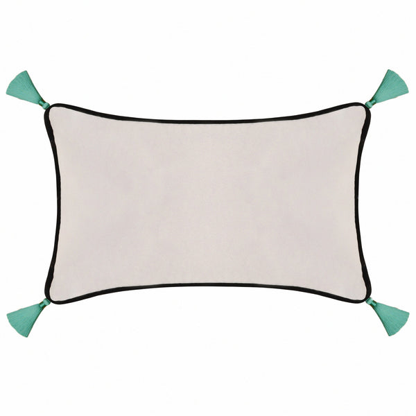Light Grey Velvet Rectangular Cushion with Tassels