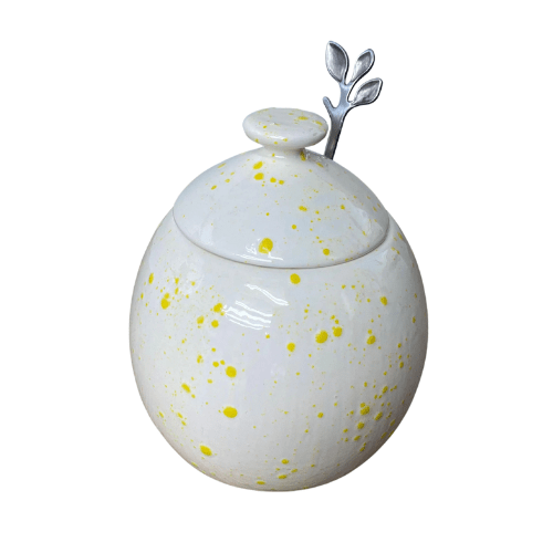 Sugar Bowl White with Yellow Spots