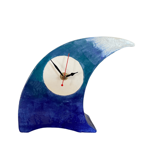 The Wave Wonky Ceramic Clock for Desk, Shelf, Mantel, Table