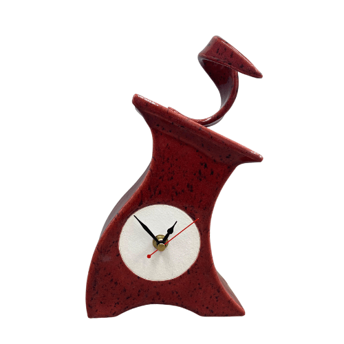 Ceramic Mantel Clock with Open Face - Speckled Red