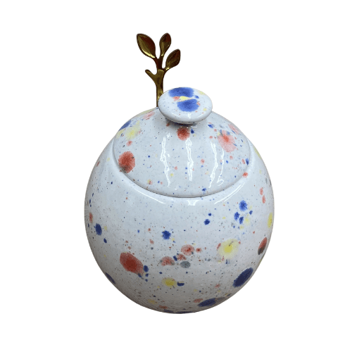 Sugar Bowl with Lid and Spoon in a Celebration Glaze