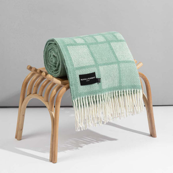 Evening Tales - Pure New Wool Blanket - Mosaic Mint Green