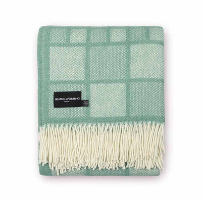 Evening Tales - Pure New Wool Blanket - Mosaic Mint Green