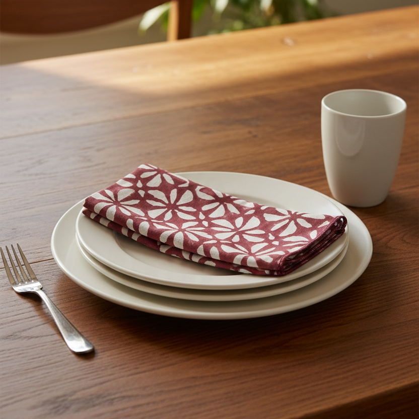 Bloom Bites Cloth Napkin | Block-Printed Cotton | 18x18 in