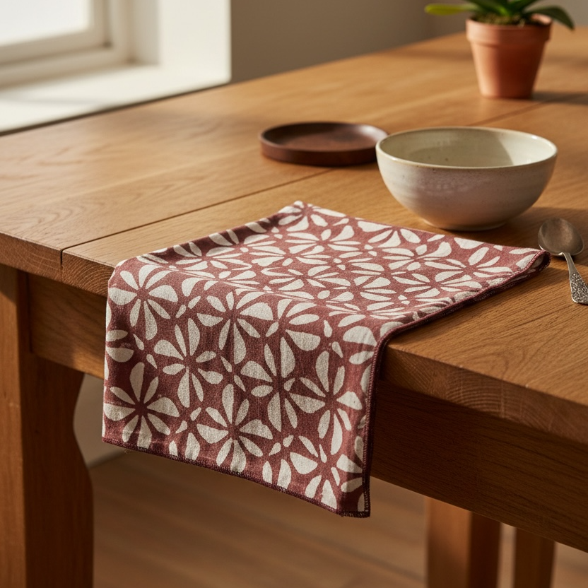 Bloom Bites Cloth Napkin | Block-Printed Cotton | 18x18 in