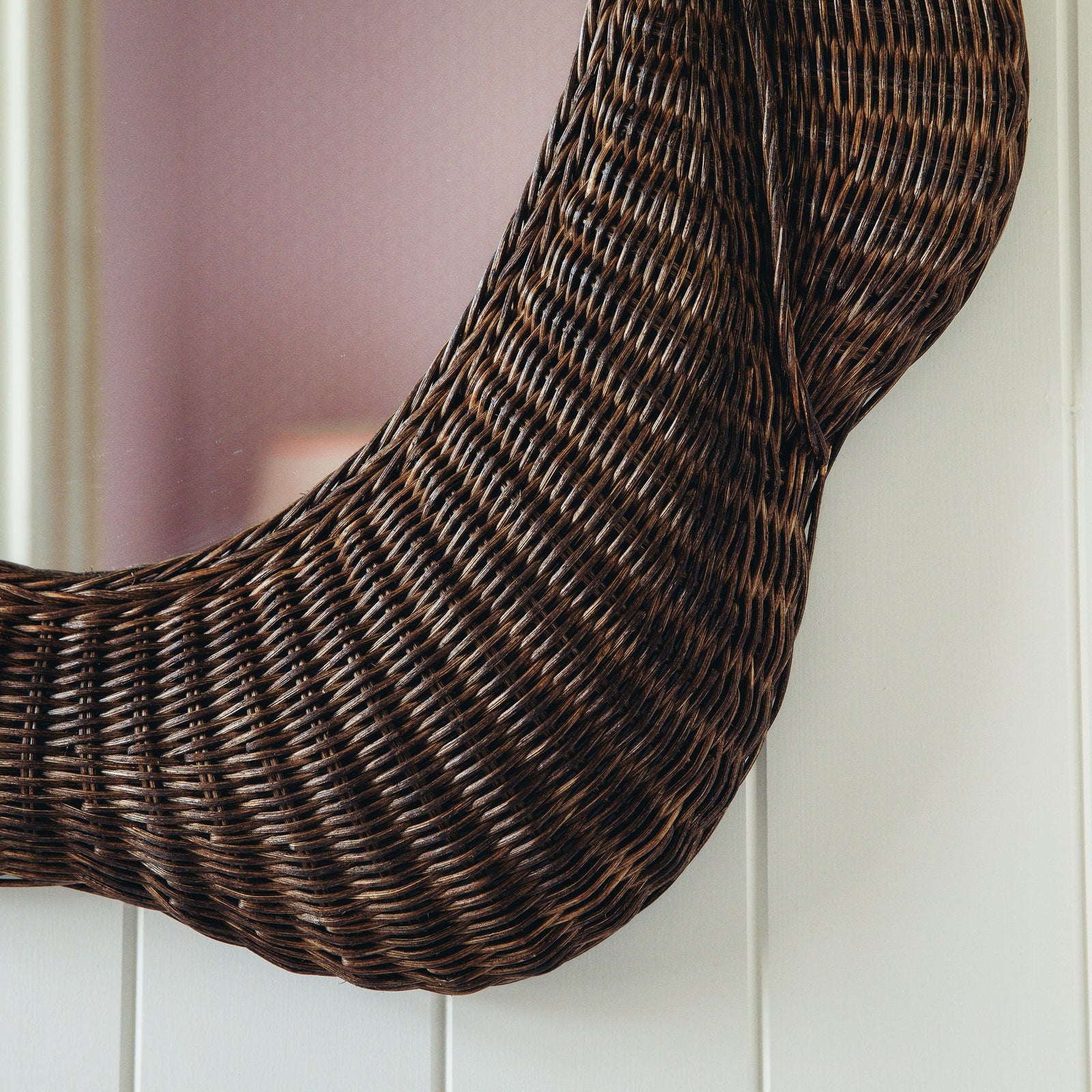 Blossom Rattan Oval Mirror, Teak