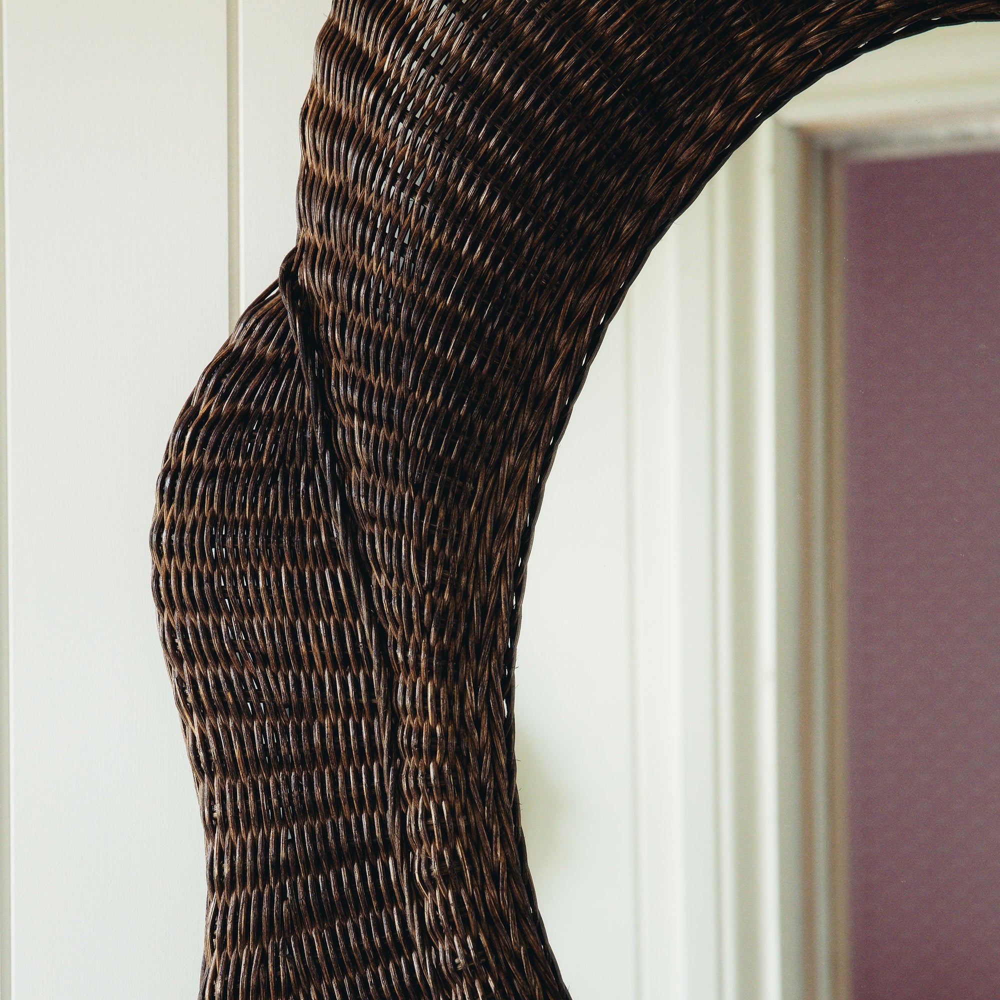 Blossom Rattan Oval Mirror, Teak