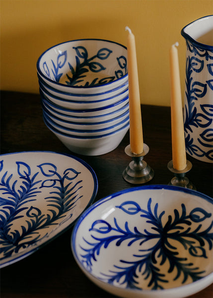 Blue Vina Ceramic Bowl, Hand-Painted