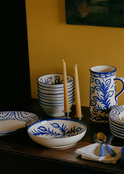 Blue Vina Ceramic Bowl, Hand-Painted