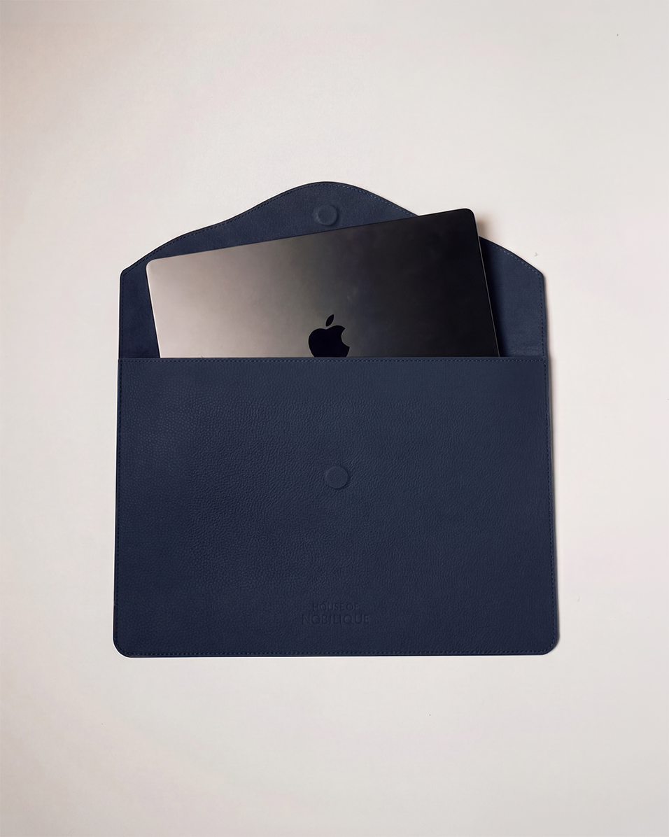 The Leather Envelope Sleeve Deep Blue