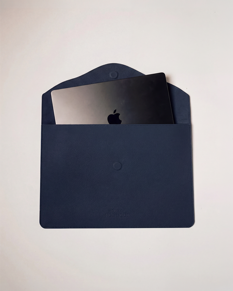The Leather Envelope Sleeve Deep Blue