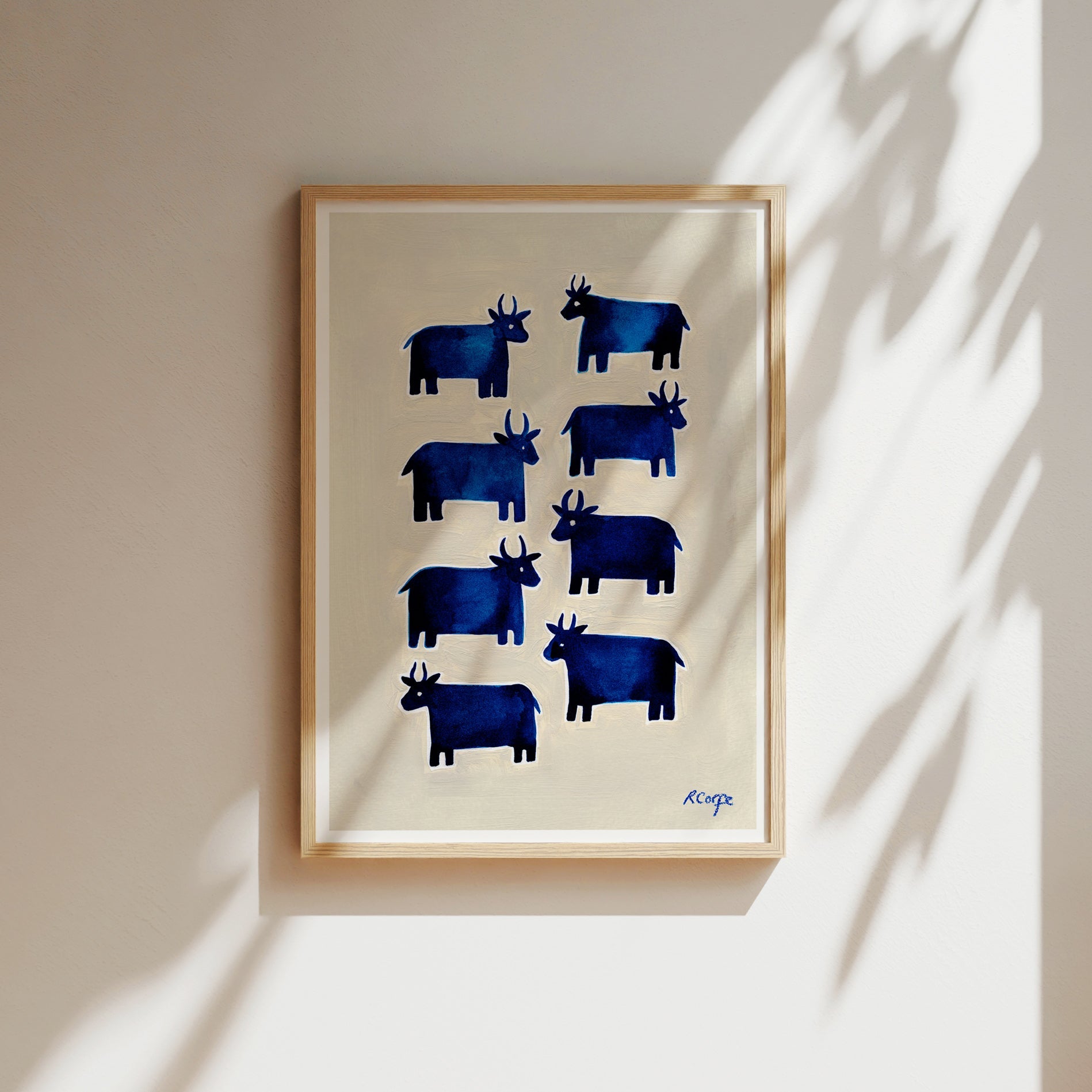 Blue Cows Art Print