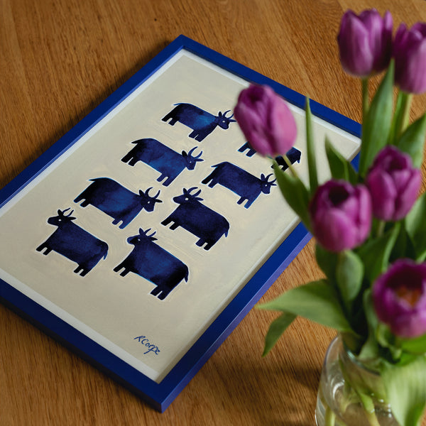 A4 - Blue Cow Print