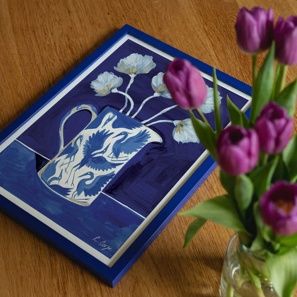 A4 Herons on Jug 01 Print