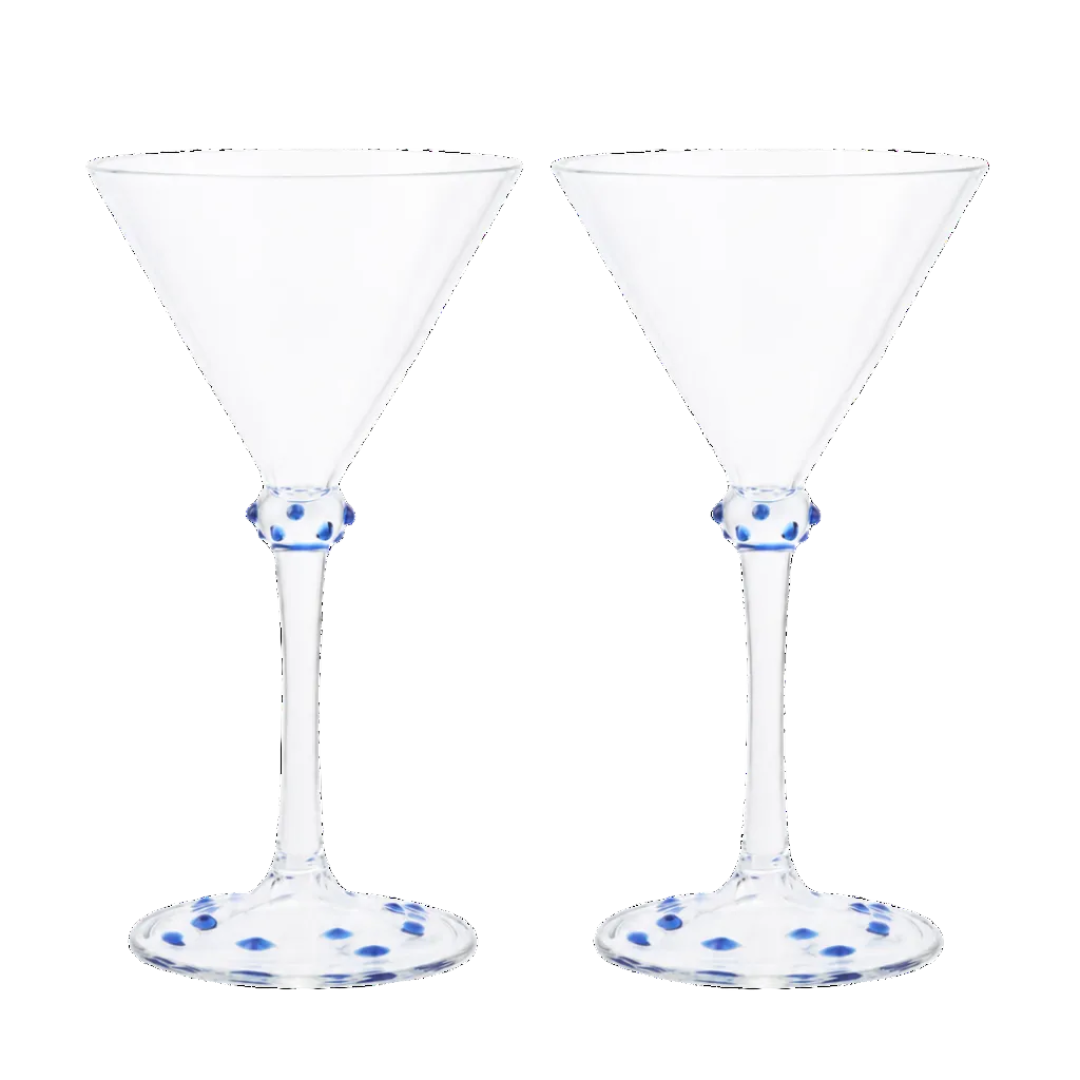 Blue Pom Martini Glass Set of two-Issy Granger