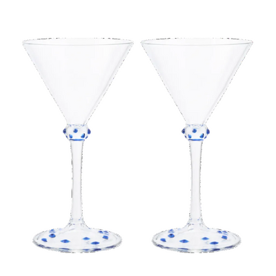 Blue Pom Martini Glass Set of two-Issy Granger