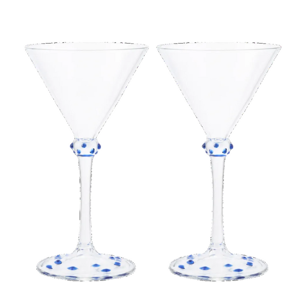 Blue Pom Martini Glass Set of two-Issy Granger