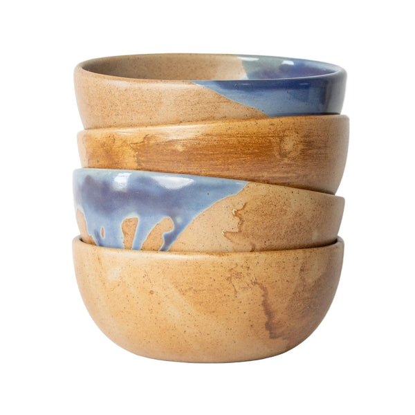 Tavora Cereal Bowls Set of 4, Reactive Salt-glaze - Cobalt Blue
