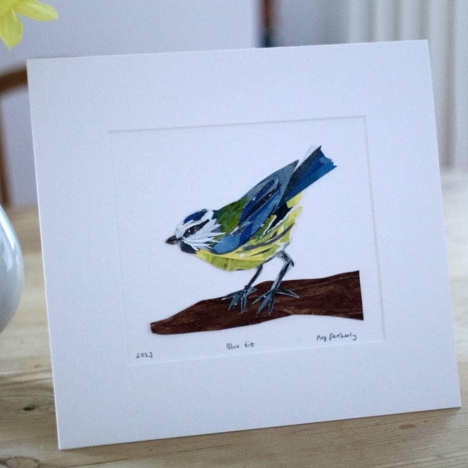 Original Blue Tit Bird Collage Art Piece