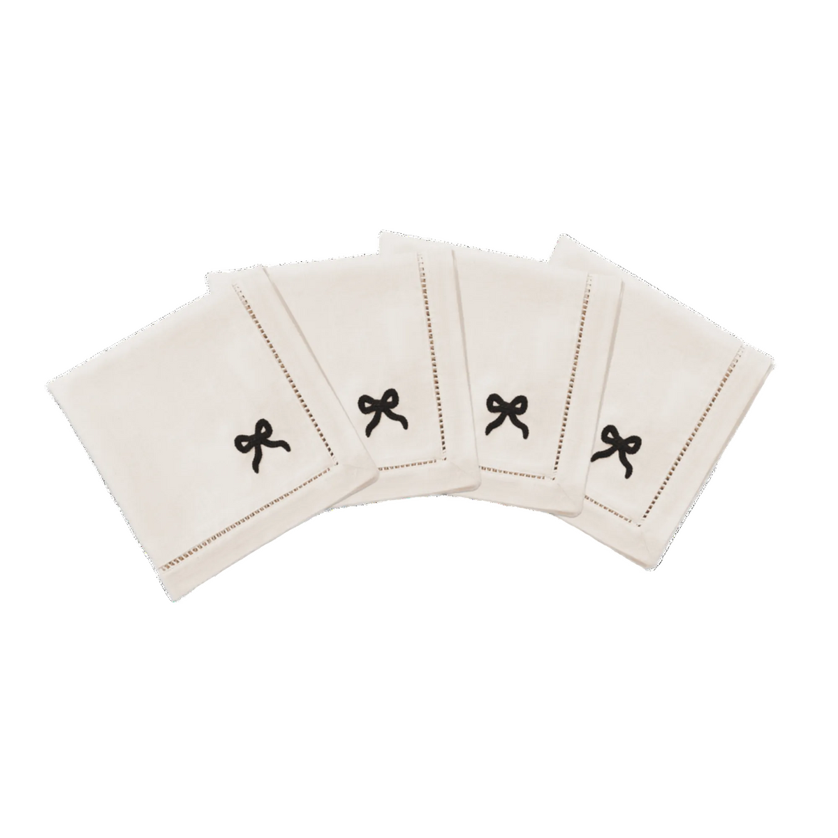 Bow Napkin 4 Pack - Black 45x45 cm