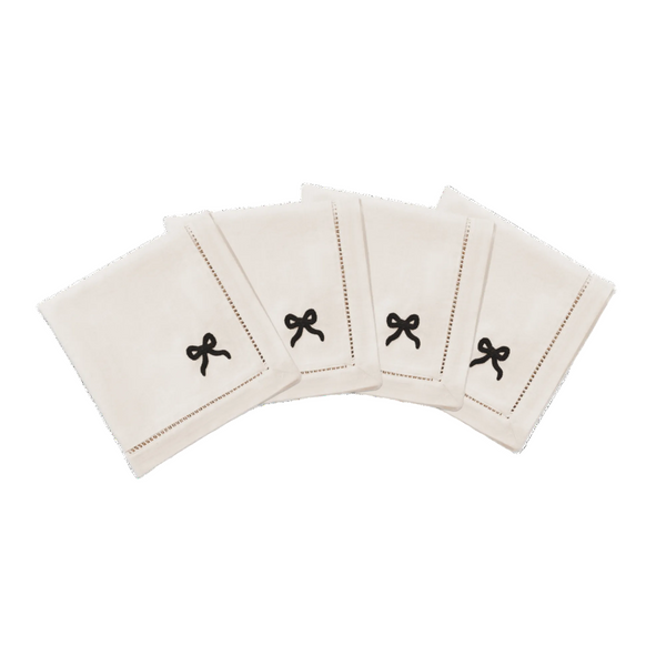 Bow Napkin 4 Pack - Black 45x45 cm