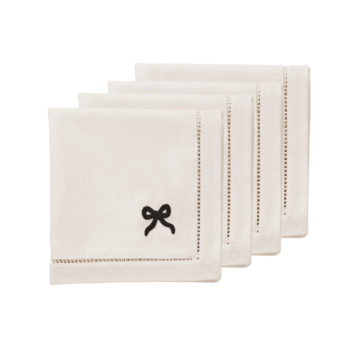Bow Napkin 4 Pack - Black 45x45 cm
