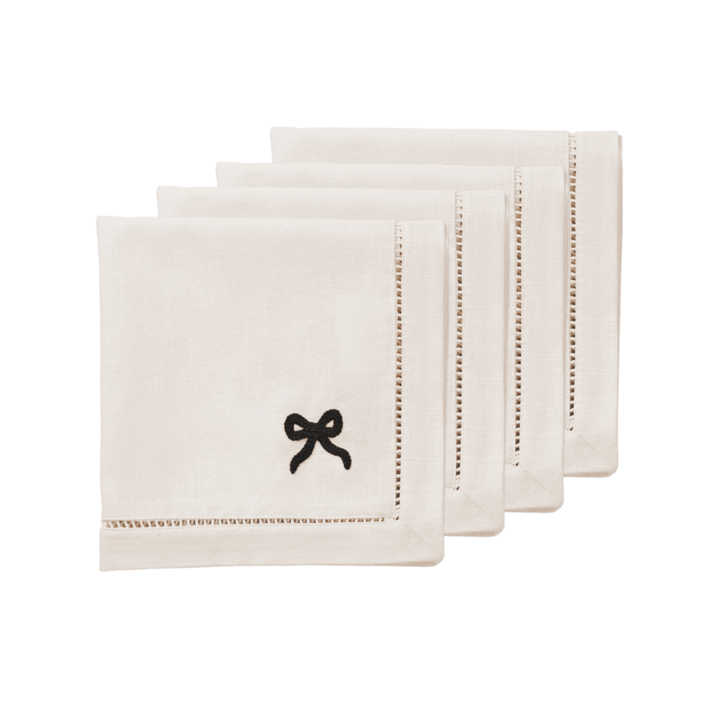 Bow Napkin 4 Pack - Black 45x45 cm