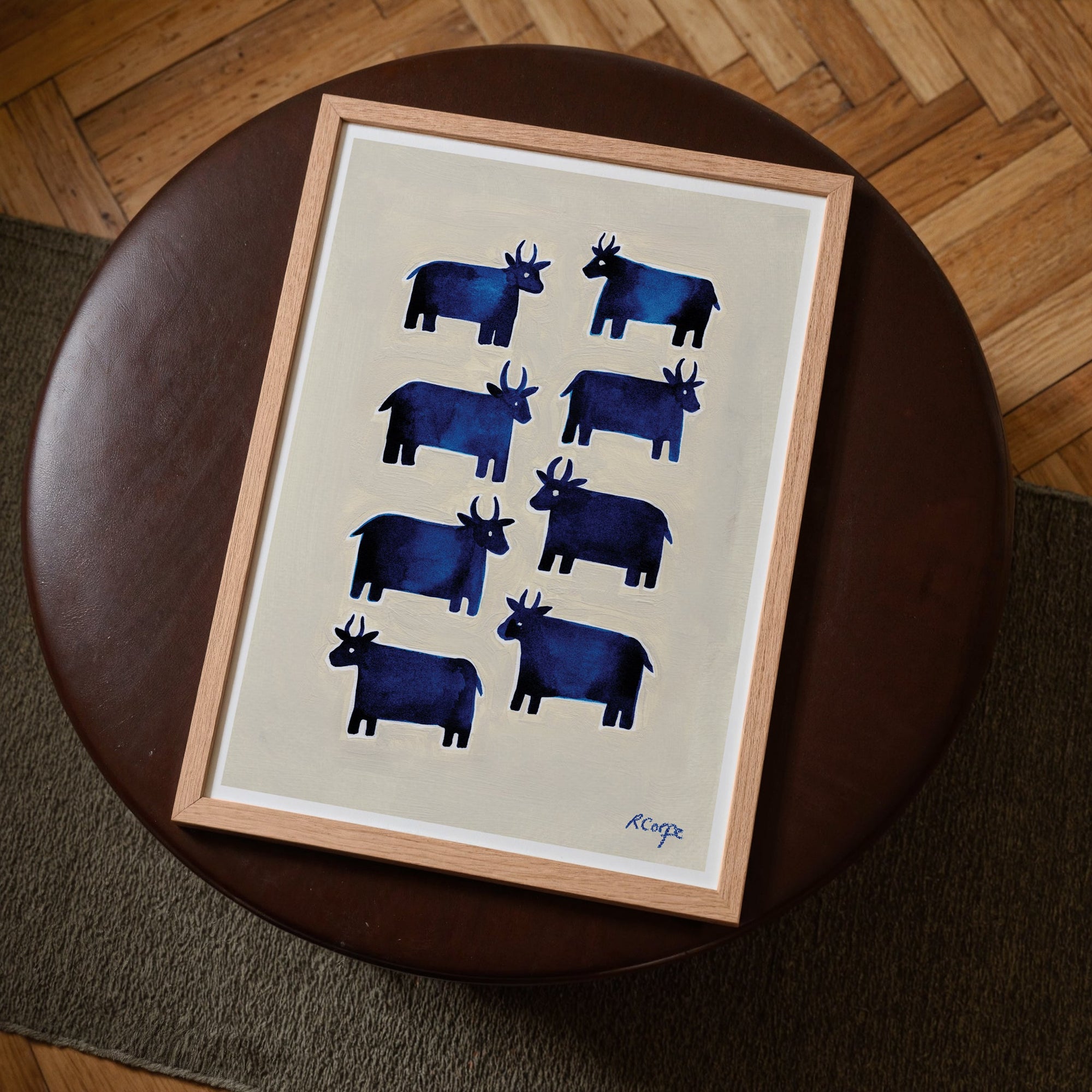 Blue Cows Art Print