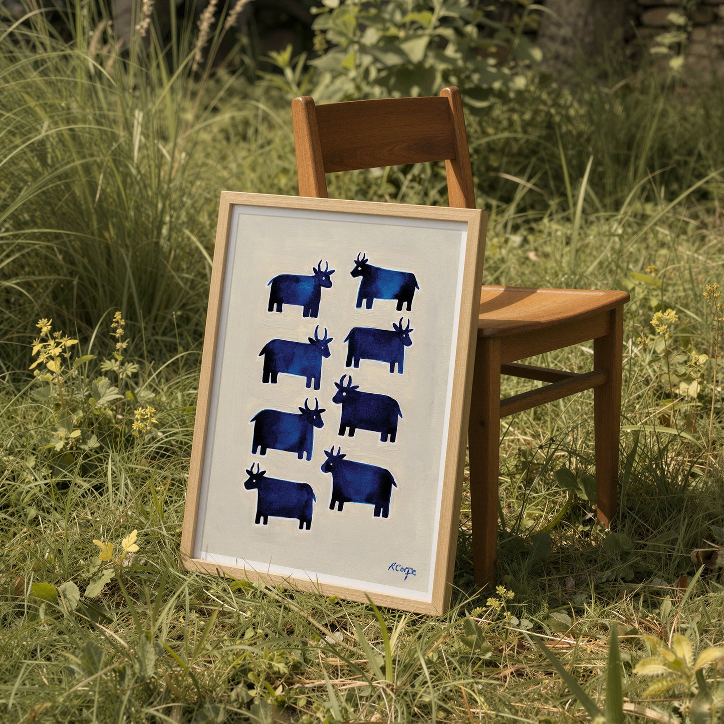 Blue Cows Art Print