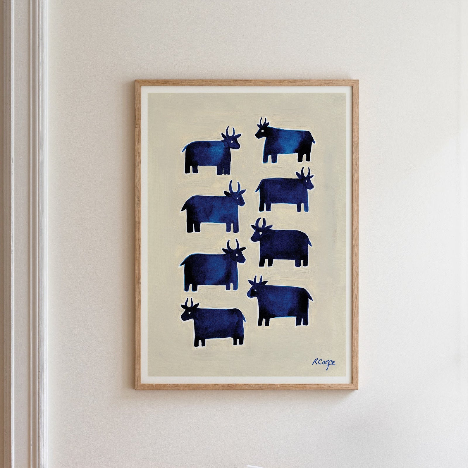 Blue Cows Art Print