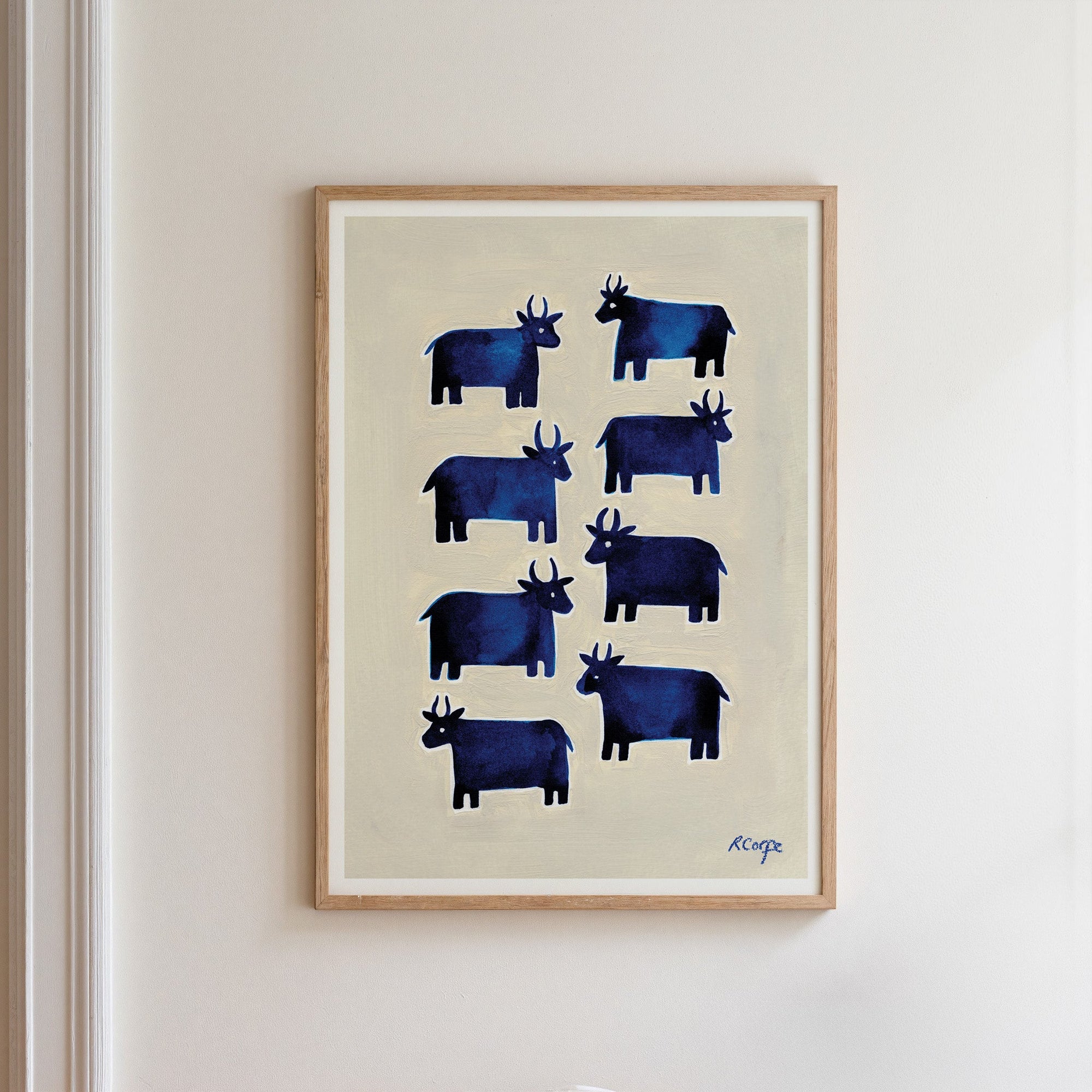 Blue Cows Art Print