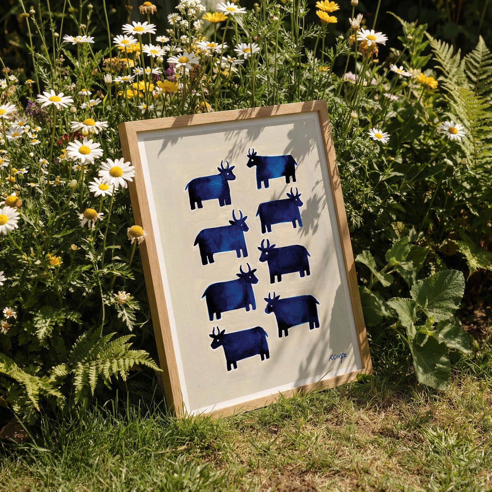 Blue Cows Art Print