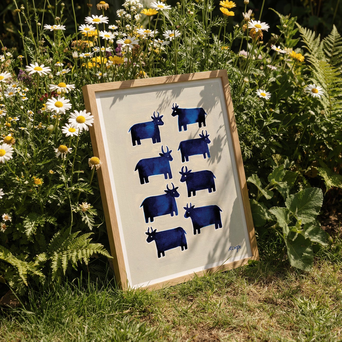 Blue Cows Art Print